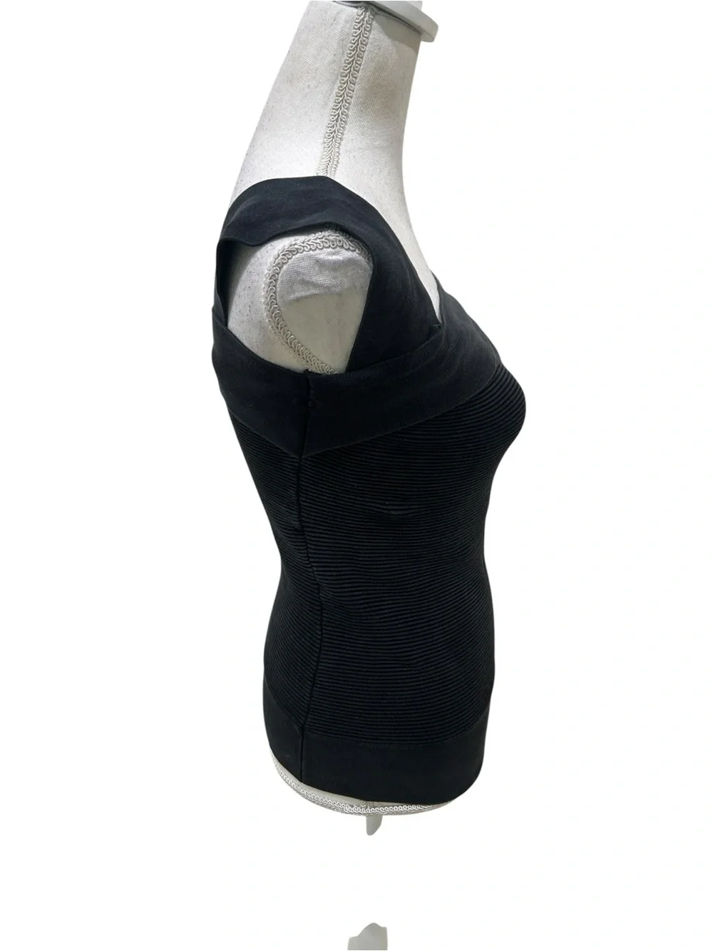Narciso Rodriguez Black One-Shoulder Ribbed Tank silk blend size EU 42